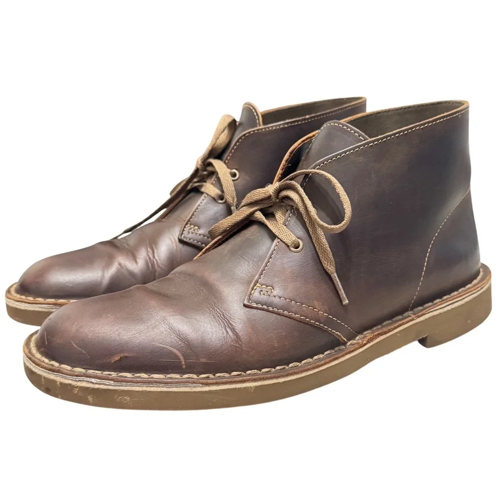 Clarks Desert Boots Mens 9.5 Dark Brown Leather Chukka 260822863095